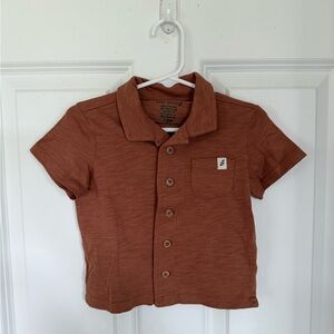 Brown Button Down Baby Short Sleeve T- Shirt - Size 12 months